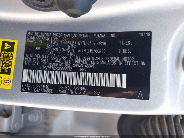 2019 TOYOTA HIGHLANDER XLE 9