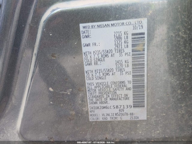 2020 NISSAN PATHFINDER PLATINUM 4WD 9
