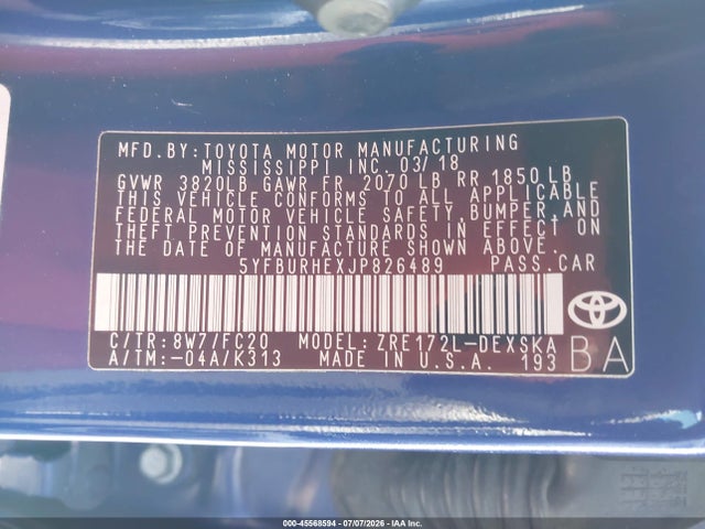صورة 9 لـ 2018 Toyota COROLLA SE