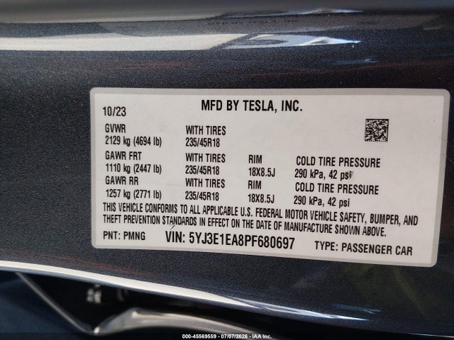 2023 Tesla MODEL 3 REAR-WHEEL DRIVE — фото 9