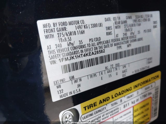 2019 FORD EXPEDITION MAX XLT 9
