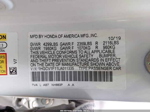 2020 Honda ACCORD LX photo 9