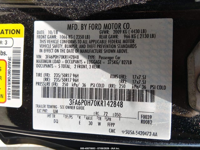 2019 FORD FUSION SE 9