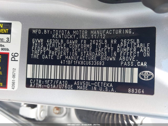 صورة 9 لـ 2012 Toyota CAMRY L