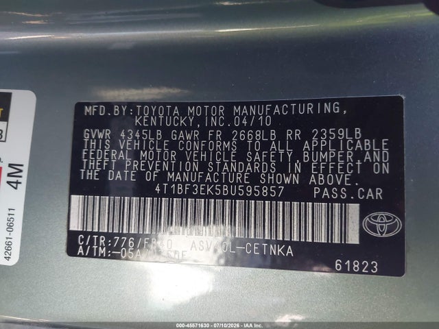 2011 Toyota CAMRY LE — фото 9