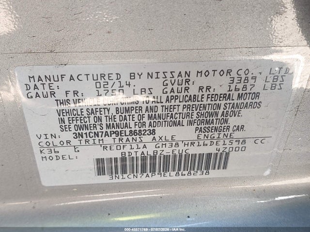 2014 Nissan VERSA 1.6 SV 缩略图 9