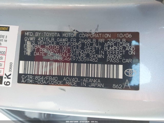 2007 Toyota CAMRY LE photo 9