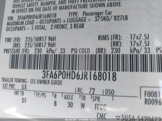 صورة 9 لـ 2018 FORD FUSION SE