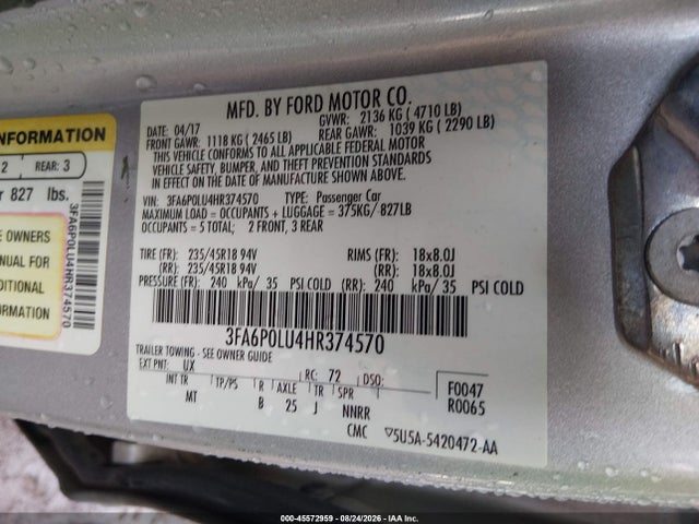 2017 FORD FUSION HYBRID SE 9