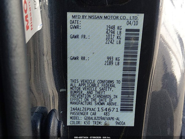صورة 9 لـ 2010 Nissan ALTIMA 2.5 S