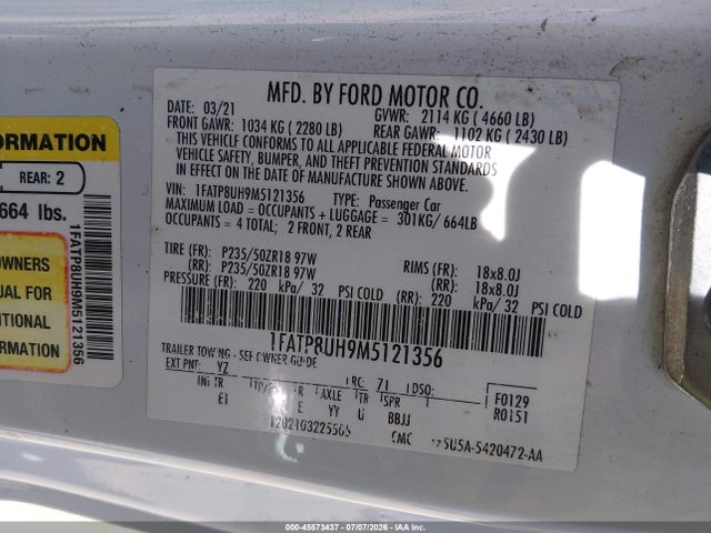 2021 FORD MUSTANG ECOBOOST PREMIUM — фото 9