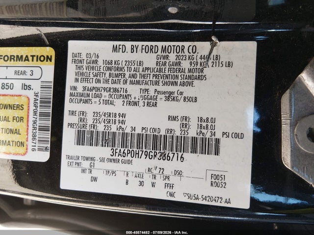 صورة 9 لـ 2016 FORD FUSION SE