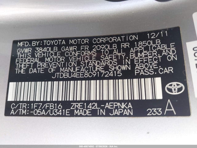 2012 Toyota COROLLA LE 照片 9