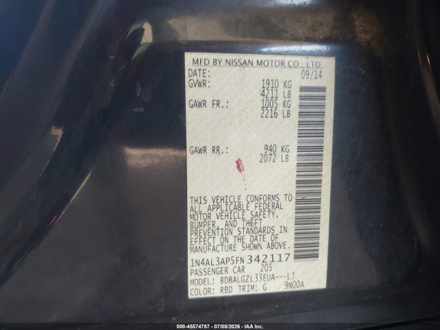 2015 Nissan ALTIMA 2.5 S — фото 9