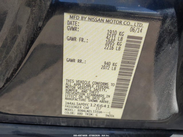 2015 Nissan ALTIMA 2.5 SV 照片 9