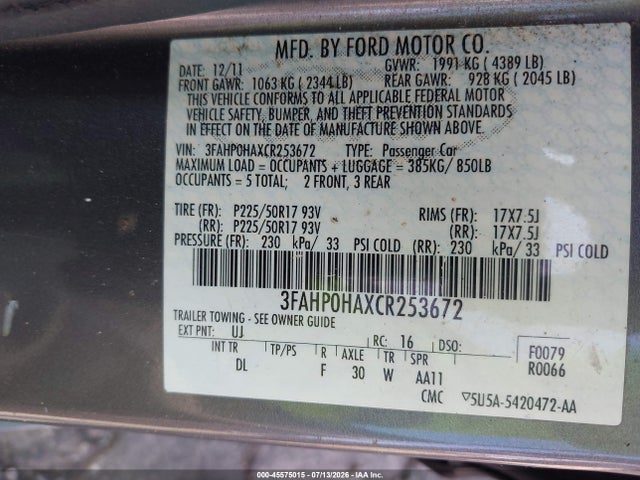 2012 FORD FUSION SE — фото 9
