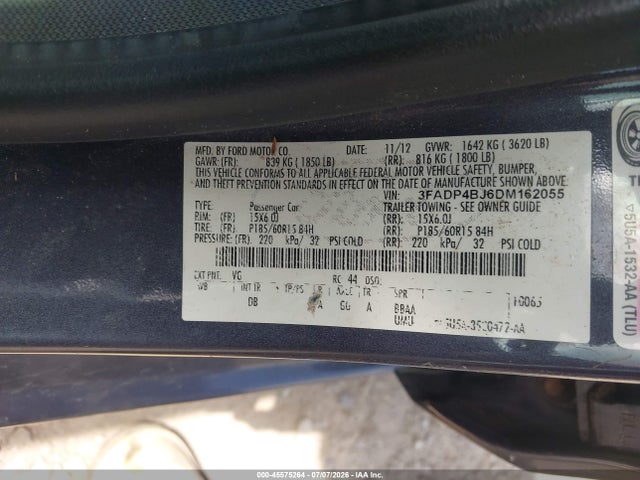 2013 FORD FIESTA SE 照片 9