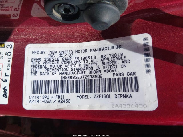 2007 Toyota COROLLA LE photo 9
