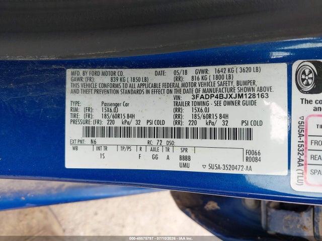 2018 FORD FIESTA SE 照片 9