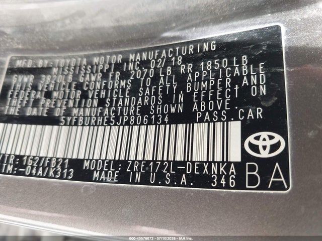 صورة 9 لـ 2018 Toyota COROLLA LE