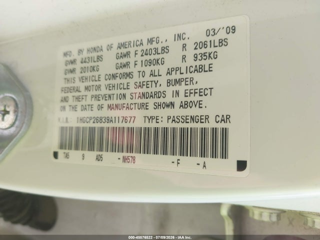 صورة 9 لـ 2009 Honda ACCORD 2.4 EX-L