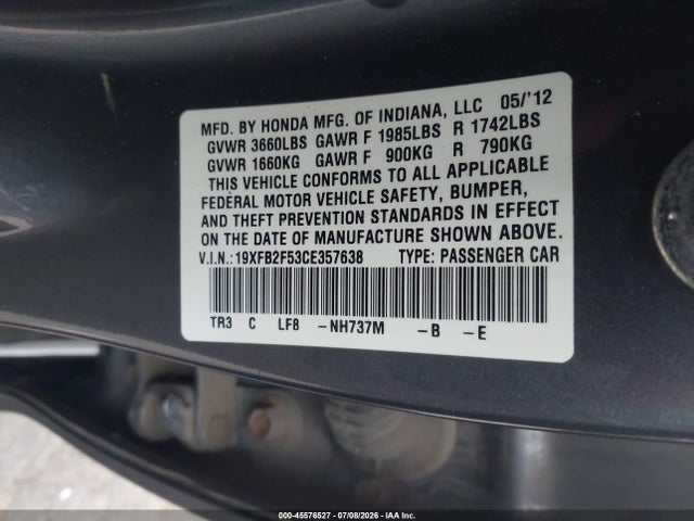 2012 Honda CIVIC LX photo 9