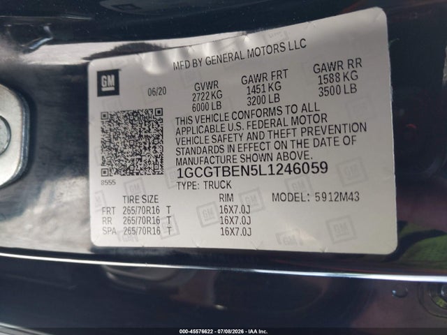 صورة 9 لـ 2020 Chevrolet COLORADO 4WD SHORT BOX WT