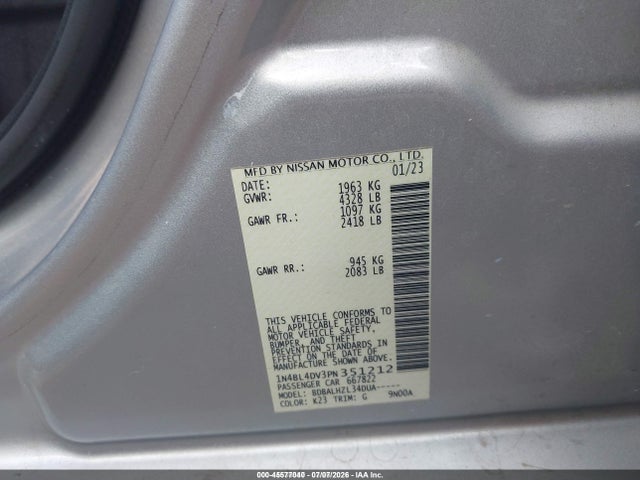 2023 NISSAN ALTIMA SV FWD 9
