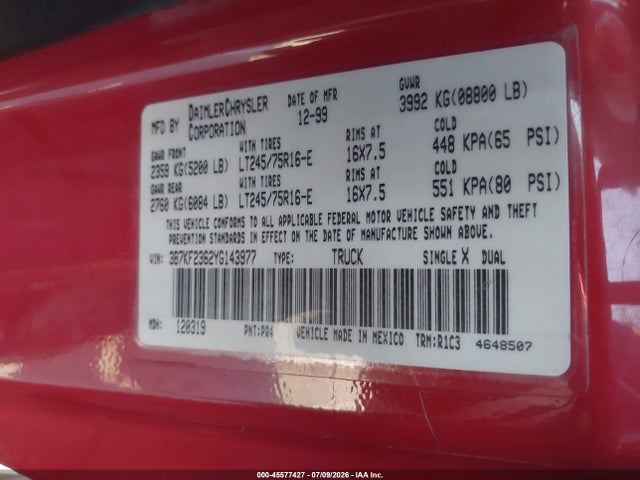 2000 Dodge RAM 2500 ST 照片 9