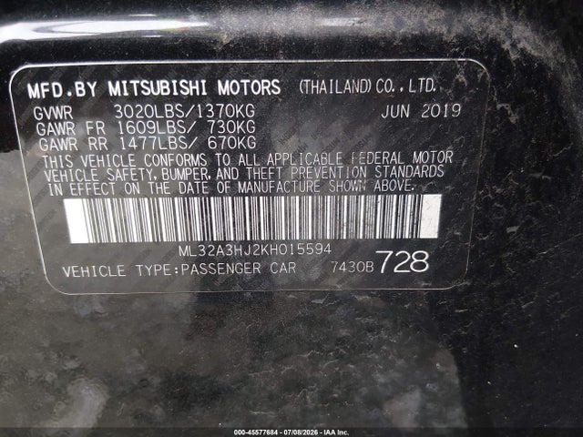 2019 Mitsubishi MIRAGE ES — фото 9