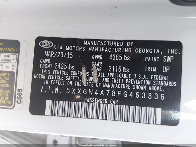 2015 KIA OPTIMA EX 照片 9