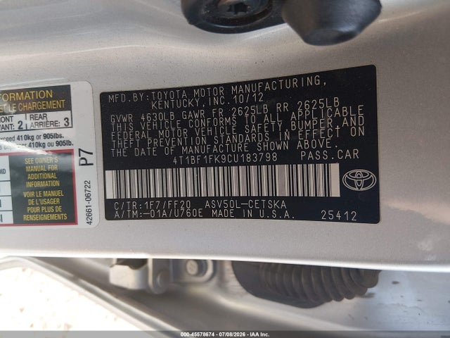 صورة 9 لـ 2012 Toyota CAMRY SE