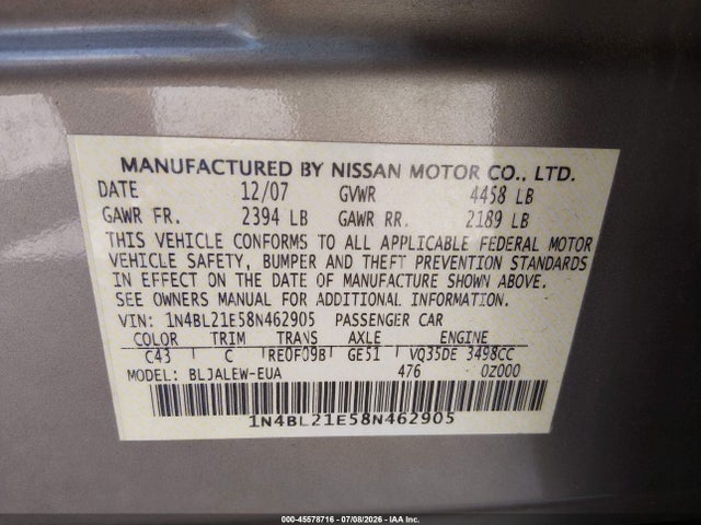 2008 Nissan ALTIMA 3.5 SL — фото 9