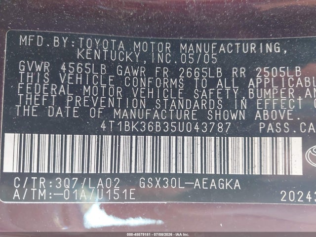 2005 Toyota AVALON XLS 照片 9