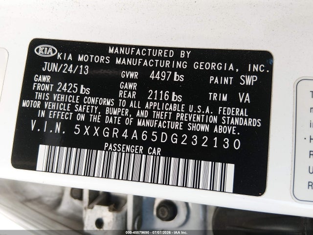 2013 KIA OPTIMA SX — фото 9