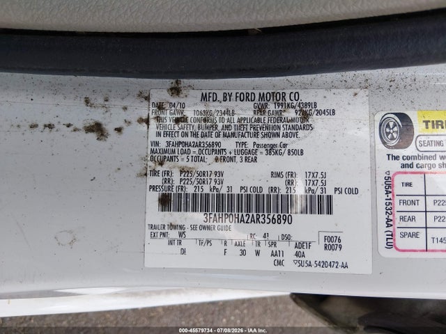 2010 FORD FUSION SE photo 9