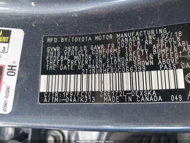 2018 Toyota COROLLA SE 照片 9