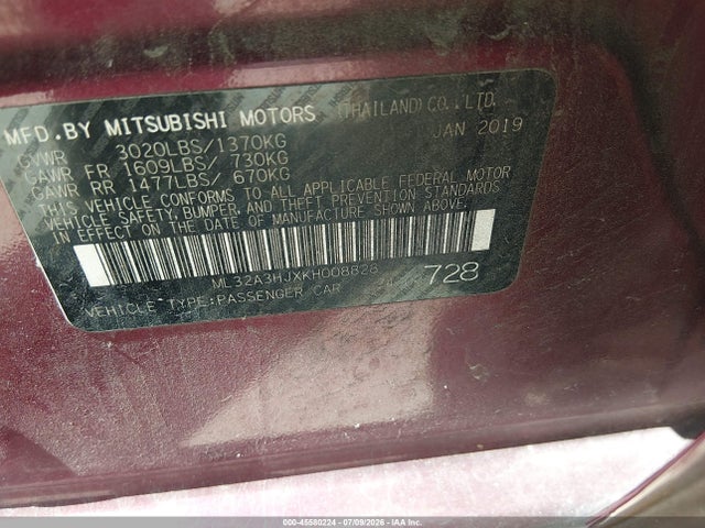 2019 Mitsubishi MIRAGE ES — фото 9