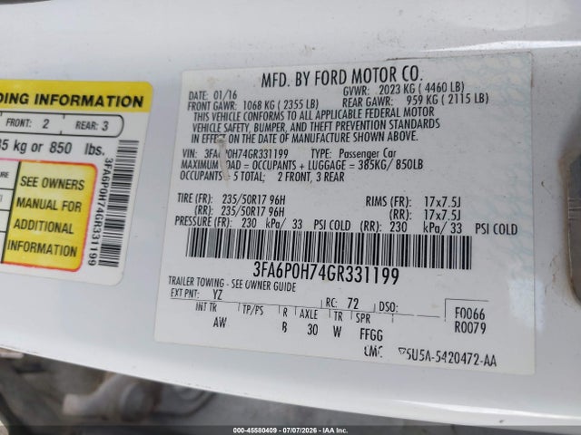 2016 FORD FUSION SE — фото 9