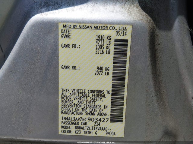 2014 Nissan ALTIMA 2.5 SV — фото 9