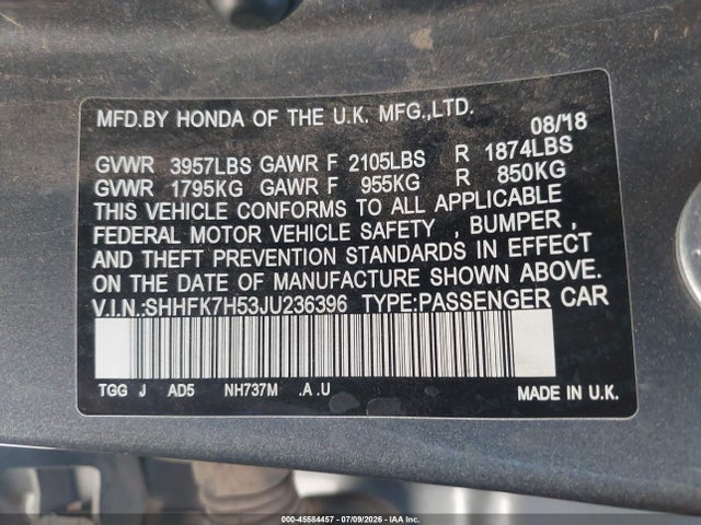 2018 Honda CIVIC EX 照片 9