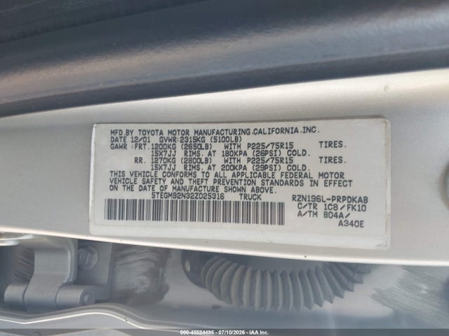 2002 Toyota TACOMA PRERUNNER photo 9