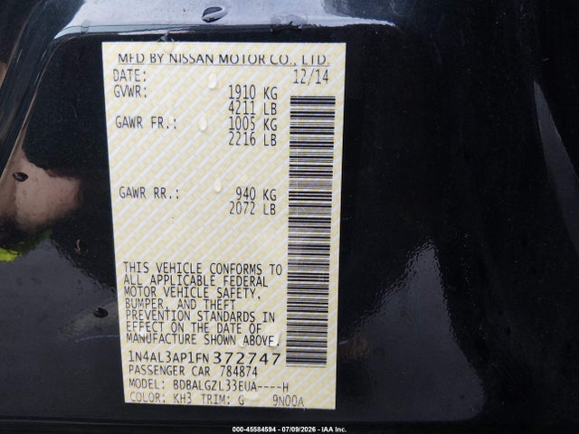 2015 Nissan ALTIMA 2.5 S photo 9
