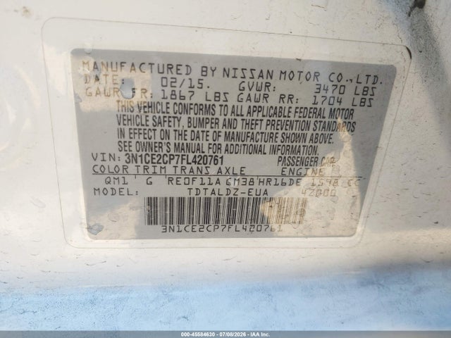 2015 Nissan VERSA NOTE S (SR)/S PLUS/SL/SR/SV — фото 9