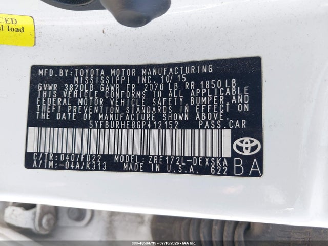 2016 Toyota COROLLA S PLUS 照片 9