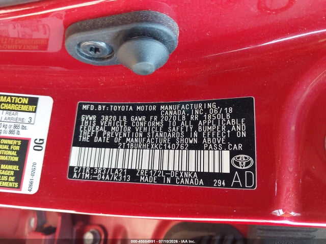 2019 TOYOTA COROLLA XLE 9
