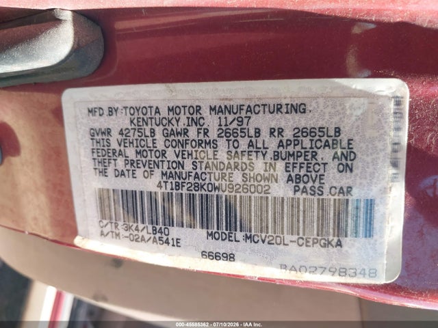 1998 Toyota CAMRY XLE V6 photo 9