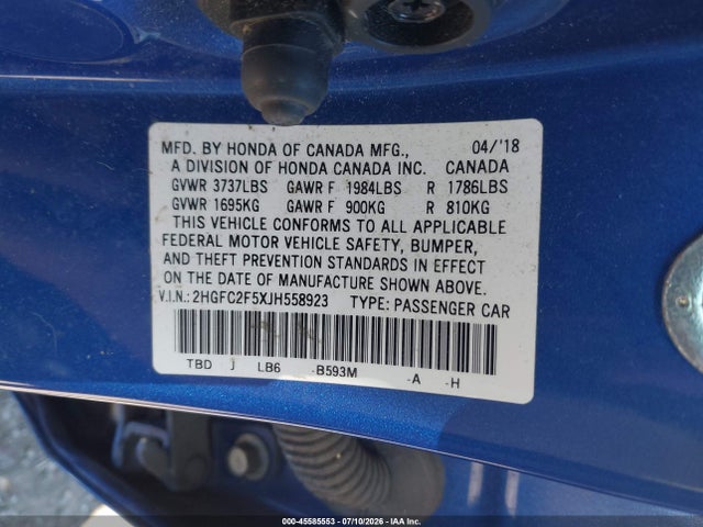 2018 Honda CIVIC LX photo 9