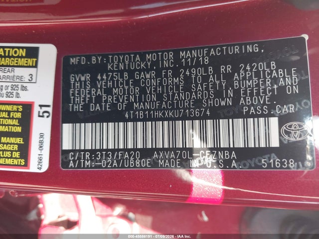صورة 9 لـ 2019 Toyota CAMRY LE