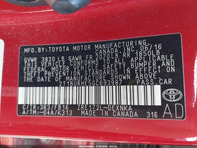 2016 Toyota COROLLA LE 照片 9